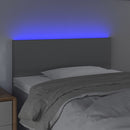 sengegavl med LED-lys 100x5x78/88 cm stof lysegrå