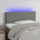 sengegavl med LED-lys 100x5x78/88 cm stof mørkegrå