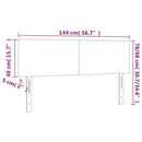 sengegavl med LED-lys 144x5x78/88 cm stof lysegrå