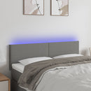 sengegavl med LED-lys 144x5x78/88 cm stof mørkegrå