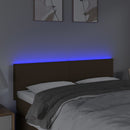 sengegavl med LED-lys 144x5x78/88 cm stof mørkebrun