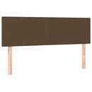 sengegavl med LED-lys 144x5x78/88 cm stof mørkebrun