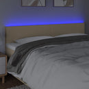 sengegavl med LED-lys 160x5x78/88 cm stof cremefarvet