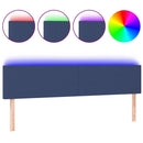 sengegavl med LED-lys 160x5x78/88 cm stof blå