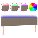 sengegavl med LED-lys 180x5x78/88 cm stof gråbrun