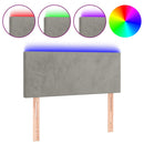 sengegavl med LED-lys 90x5x78/88 cm fløjl lysegrå