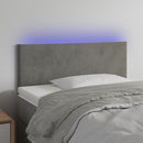 sengegavl med LED-lys 90x5x78/88 cm fløjl lysegrå