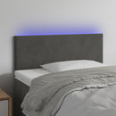 sengegavl med LED-lys 90x5x78/88 cm fløjl mørkegrå