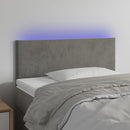 sengegavl med LED-lys 100x5x78/88 cm fløjl lysegrå