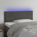 sengegavl med LED-lys 100x5x78/88 cm fløjl mørkegrå