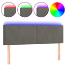 sengegavl med LED-lys 144x5x78/88 cm fløjl mørkegrå