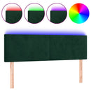 sengegavl med LED-lys 144x5x78/88 cm fløjl mørkegrøn