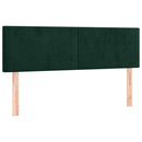 sengegavl med LED-lys 144x5x78/88 cm fløjl mørkegrøn