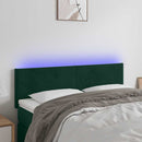 sengegavl med LED-lys 144x5x78/88 cm fløjl mørkegrøn