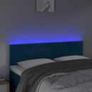 sengegavl med LED-lys 144x5x78/88 cm fløjl mørkeblå