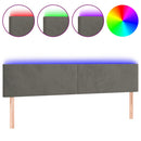 sengegavl med LED-lys 160x5x78/88 cm velour mørkegrå