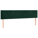 sengegavl med LED-lys 160x5x78/88 cm fløjl mørkegrøn