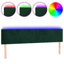 sengegavl med LED-lys 180x5x78/88 cm fløjl mørkegrøn