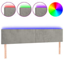 sengegavl med LED-lys 200x5x78/88 cm fløjl lysegrå