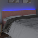 sengegavl med LED-lys 200x5x78/88 cm velour lyserød