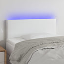 sengegavl med LED-lys 80x5x78/88 cm kunstlæder hvid