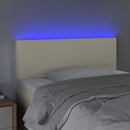 sengegavl med LED-lys 80x5x78/88 cm kunstlæder cremefarvet