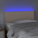 sengegavl med LED-lys 90x5x78/88 cm kunstlæder cappuccinofarvet