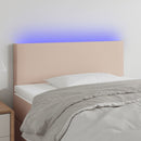 sengegavl med LED-lys 90x5x78/88 cm kunstlæder cappuccinofarvet