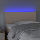 sengegavl med LED-lys 100x5x78/88cm kunstlæder cappuccinofarvet