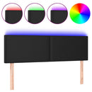 sengegavl med LED-lys 144x5x78/88 cm kunstlæder sort