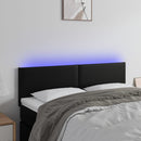 sengegavl med LED-lys 144x5x78/88 cm kunstlæder sort