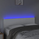sengegavl med LED-lys 144x5x78/88 cm kunstlæder hvid