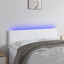 sengegavl med LED-lys 144x5x78/88 cm kunstlæder hvid