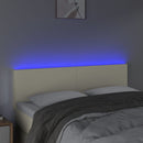 sengegavl med LED-lys 144x5x78/88 cm kunstlæder cremefarvet