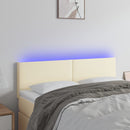 sengegavl med LED-lys 144x5x78/88 cm kunstlæder cremefarvet