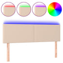 sengegavl med LED-lys 144x5x78/88cm kunstlæder cappuccinofarvet