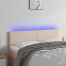 sengegavl med LED-lys 144x5x78/88cm kunstlæder cappuccinofarvet