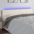 sengegavl med LED-lys 200x5x78/88 cm kunstlæder cremefarvet