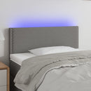 sengegavl med LED-lys 80x5x78/88 cm stof mørkegrå