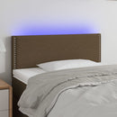 sengegavl med LED-lys 100x5x78/88 cm stof mørkebrun