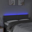 sengegavl med LED-lys 144x5x78/88 cm stof mørkegrå