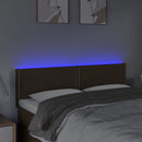 sengegavl med LED-lys 144x5x78/88 cm stof mørkebrun