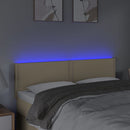 sengegavl med LED-lys 144x5x78/88 cm stof cremefarvet