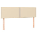 sengegavl med LED-lys 144x5x78/88 cm stof cremefarvet