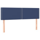 sengegavl med LED-lys 144x5x78/88 cm stof blå