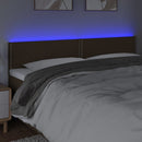 sengegavl med LED-lys 180x5x78/88 cm stof mørkebrun