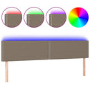 sengegavl med LED-lys 180x5x78/88 cm stof gråbrun