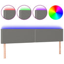 sengegavl med LED-lys 200x5x78/88 cm stof mørkegrå