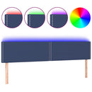 sengegavl med LED-lys 200x5x78/88 cm stof blå