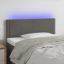 sengegavl med LED-lys 90x5x78/88 cm fløjl mørkegrå